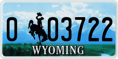 WY license plate 003722