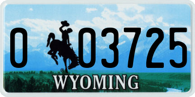 WY license plate 003725