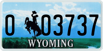 WY license plate 003737