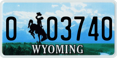 WY license plate 003740