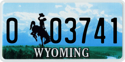 WY license plate 003741