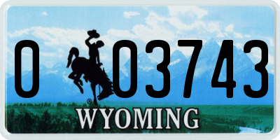 WY license plate 003743