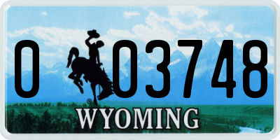 WY license plate 003748