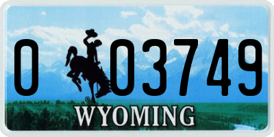 WY license plate 003749