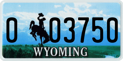 WY license plate 003750