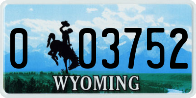WY license plate 003752