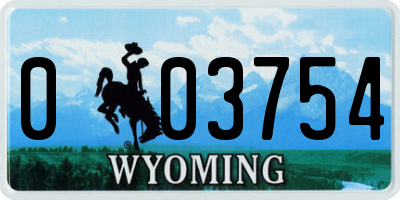 WY license plate 003754