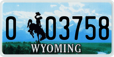 WY license plate 003758