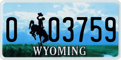 WY license plate 003759