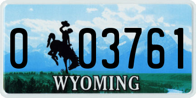 WY license plate 003761