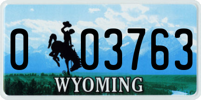 WY license plate 003763