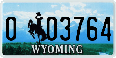 WY license plate 003764