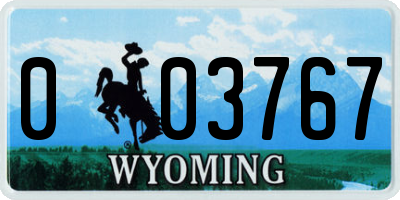 WY license plate 003767