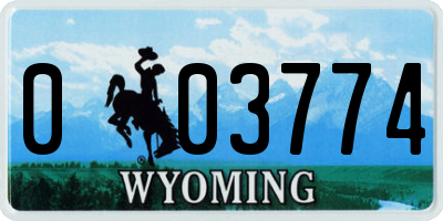 WY license plate 003774