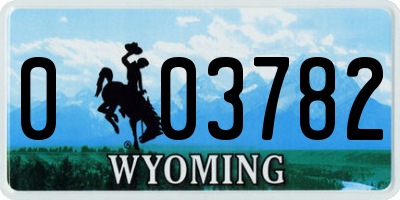 WY license plate 003782