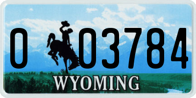 WY license plate 003784