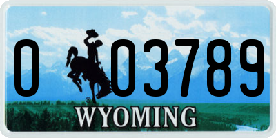 WY license plate 003789