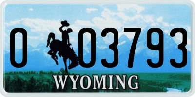 WY license plate 003793