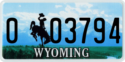 WY license plate 003794