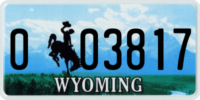 WY license plate 003817