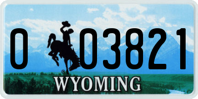 WY license plate 003821