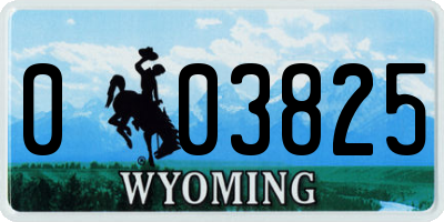 WY license plate 003825