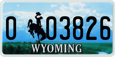 WY license plate 003826