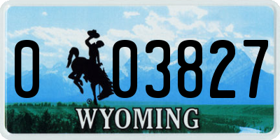 WY license plate 003827