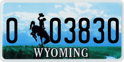 WY license plate 003830