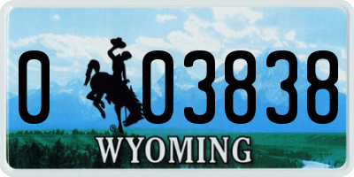 WY license plate 003838