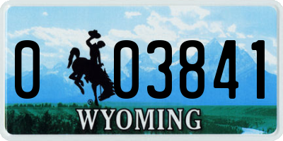 WY license plate 003841