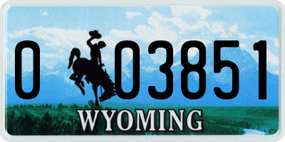 WY license plate 003851