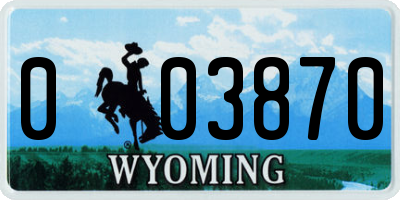 WY license plate 003870