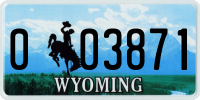 WY license plate 003871