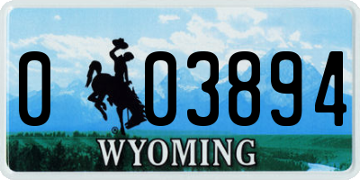 WY license plate 003894