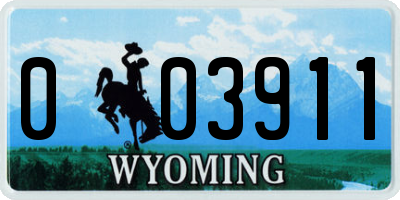 WY license plate 003911