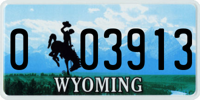 WY license plate 003913