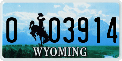 WY license plate 003914