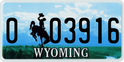 WY license plate 003916