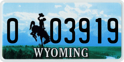 WY license plate 003919