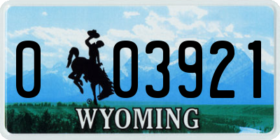 WY license plate 003921