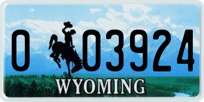 WY license plate 003924