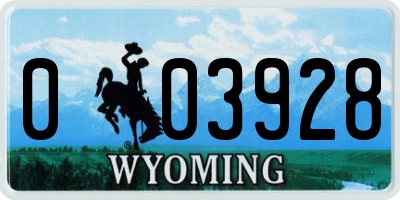 WY license plate 003928