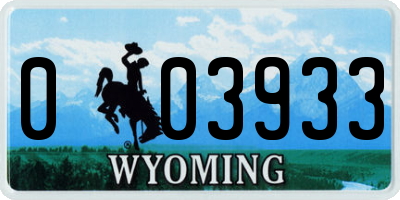 WY license plate 003933