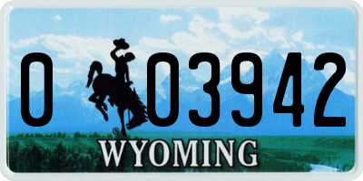 WY license plate 003942