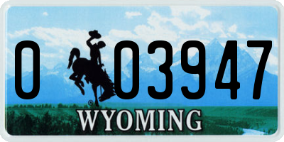 WY license plate 003947