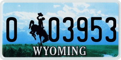 WY license plate 003953