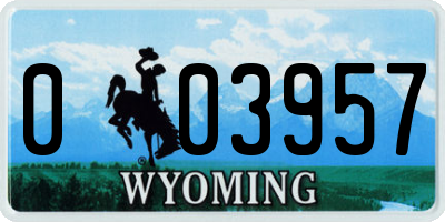 WY license plate 003957