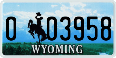 WY license plate 003958