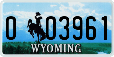 WY license plate 003961